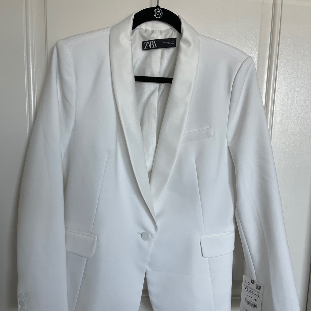 Zara White Tuxedo Jacket